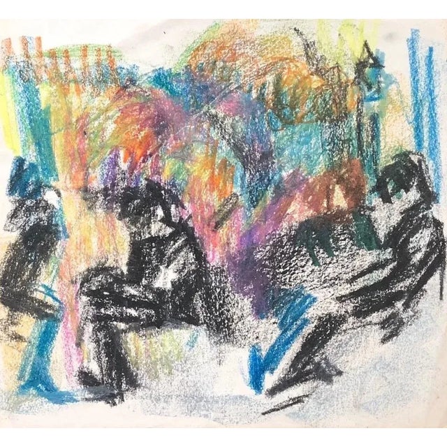 A modernist work on paper that feels like it was done at the Cafe Au Lapin Agile in Montmartre during the Picasso,...