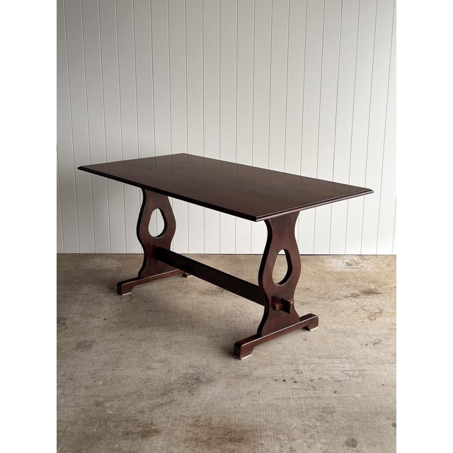 Late 19th Century Antique Oak Trestle Dining Table For Sale - Image 12 of 12