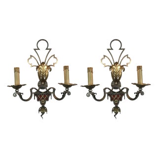 Silver and Gold Iron Appliques, 1980s, Set of 2 For Sale