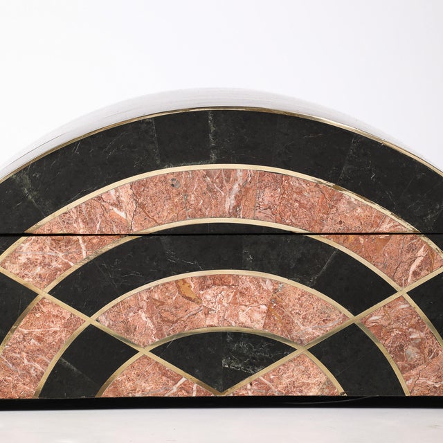 1980s Mid-Century Tessellated Marble Demilune Box by Celerie Kemble for Maitland Smith For Sale - Image 5 of 13