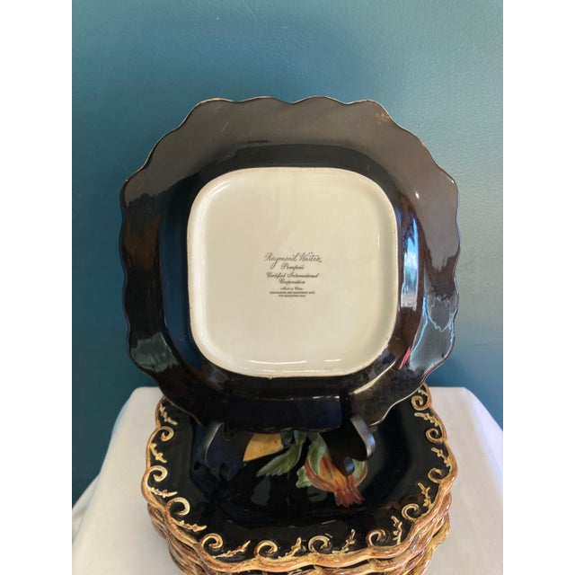 Ceramic Late 20th Century Raymond Waites Black and Gold Fruit Salad Plates – Set of 6 For Sale - Image 7 of 12