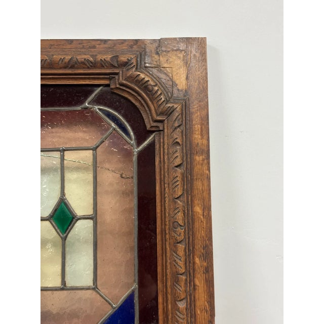Antique Stained Glass and Wood Panels - A Pair For Sale - Image 9 of 10