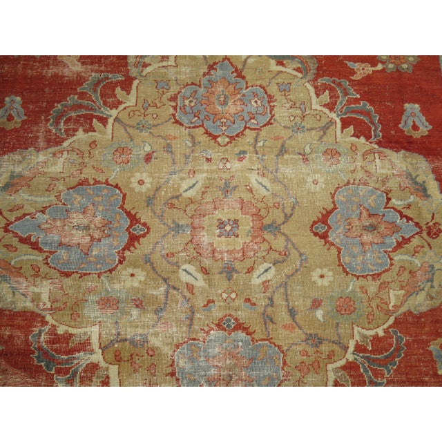 Worn Antique Zabihi Collection Ziegler Mahal Rug - 10' x 14' For Sale - Image 9 of 11