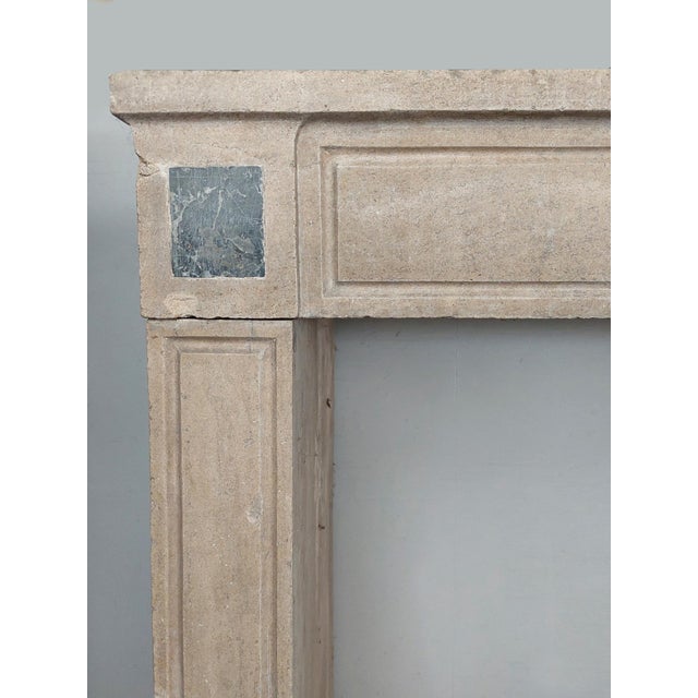 Stone Antique French Burgundian Stone Fireplace with Marble Inlays For Sale - Image 7 of 18