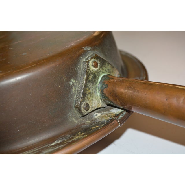 Copper Antique Copper & Wood Long Handled Bed Warmer Pan - Signed T. Hale & Co - England For Sale - Image 8 of 18