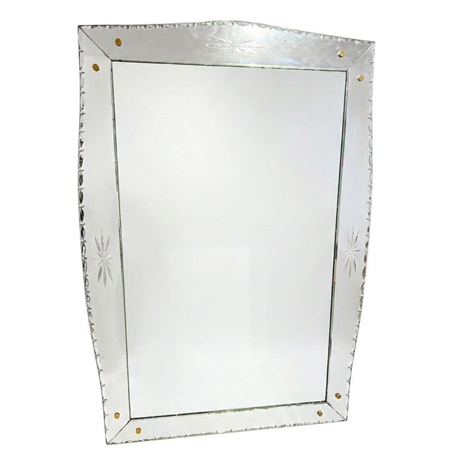Wood Large Vintage French Venetian Mirror, 1920s For Sale - Image 7 of 7