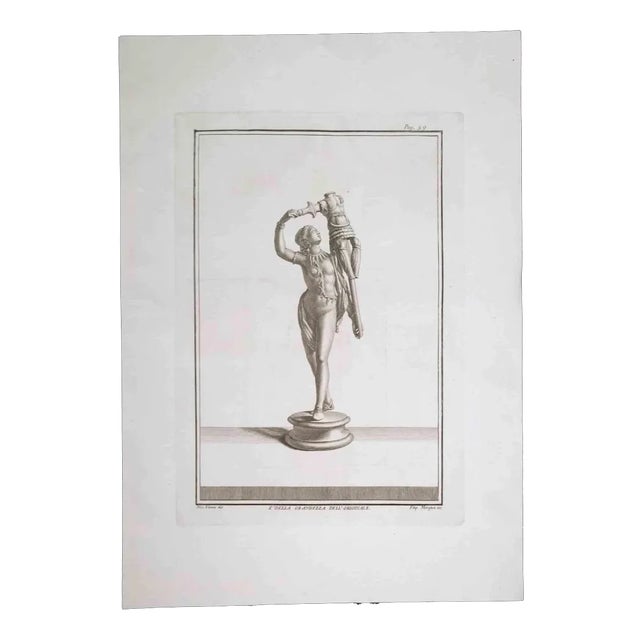 Filippo Morghen, Ancient Roman Statue, Original Etching, 18th-Century For Sale
