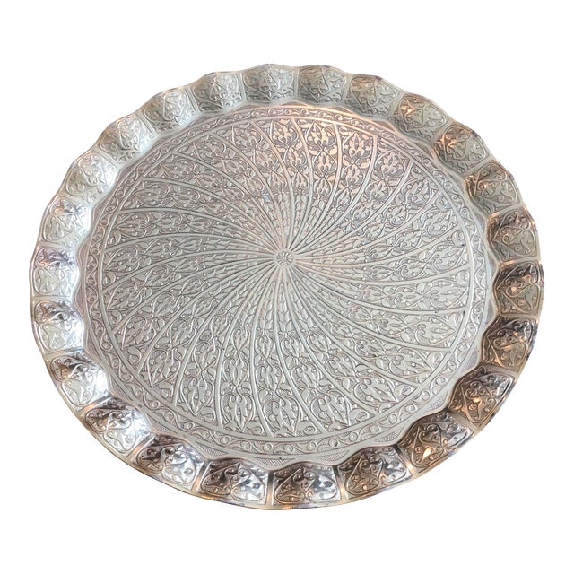 Vintage Sena Turkish Brass Round Serving Tray Chairish