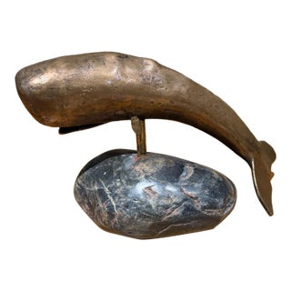 Decorative Bronze Sculpture of a Whale Nautical Modern For Sale
