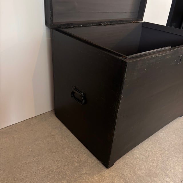Wooden Chest in Black Patina For Sale - Image 3 of 6