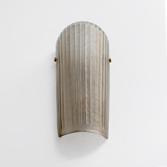 Metal Murano Glass Wall Sconces in Satin Smoke Glass and Brass, Italy, 2000, Set of 2 For Sale - Image 7 of 9