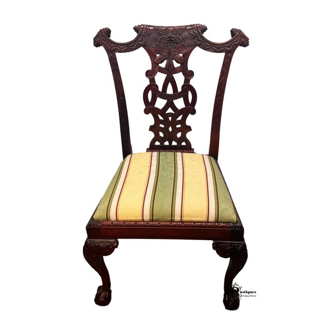 American Vintage Chippendale Style Mahogany Dining / Accent Chair For Sale - Image 3 of 8