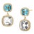 Syna Yellow Gold Blue Topaz and Rock Crystal Diamond Earrings, a Pair For Sale