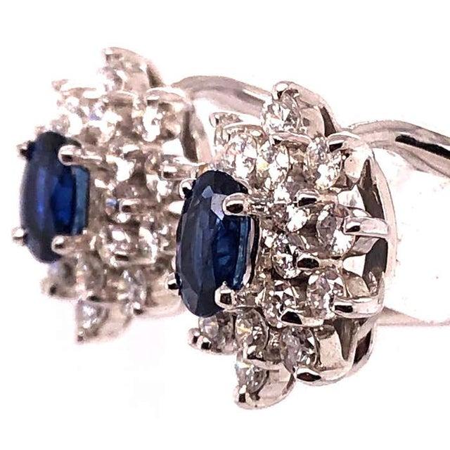 Antique White 18 Karat White Gold Sapphire and Diamond Cluster Earrings For Sale - Image 8 of 12