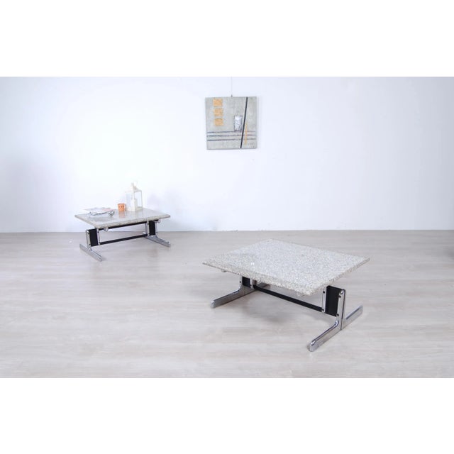 Steel and Granite Coffee Tables by Ammannati & Vitelli for Bruno Brunati, 1970s, Set of 2 For Sale - Image 9 of 18