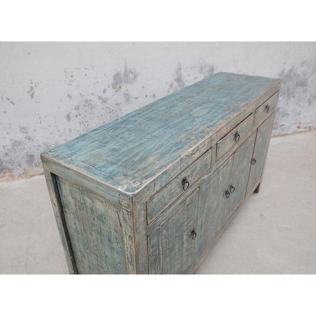 Chinese Vintage Chinese Painted Pine Cabinet For Sale - Image 3 of 5