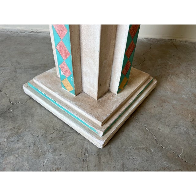 Pink 1980's Vintage Southwestern / Postmodern Geometric Pedestal by Austin Prod. For Sale - Image 8 of 13