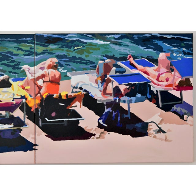 Early 21st Century Carole Grandgirard, Diptych of Sunbathers, Le Bain de Septembre, 2024, Oil on Canvas For Sale - Image 5 of 5