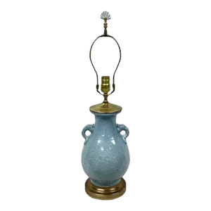 Chinese Gilt Brass Mounted Celadon Porcelain Lamp