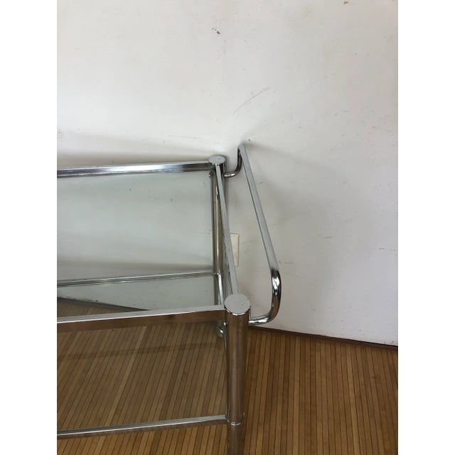 Mid-Century Modern Vintage Mid-Century Glass and Chrome Bar Cart For Sale - Image 3 of 6