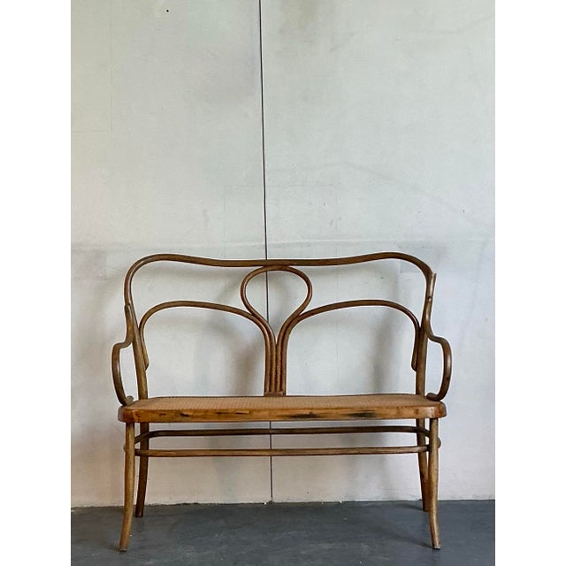 Vintage Mid-Century Modern Bent Wood Bench After Thonet For Sale - Image 10 of 10