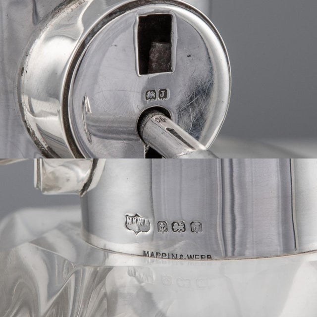 Metal 20th Century English Solid Silver & Glass Spirit Decanter with Lock & Key, 1930s For Sale - Image 7 of 14