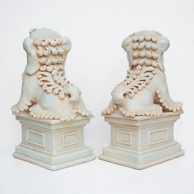 Mid 20th Century 20th Century Large Chinese Celadon Foo Lions - a Pair For Sale - Image 5 of 13