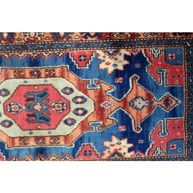 1950s, Vintage German Tribal Style Wool Rug, Geometric Medallion, 3 X 5 For Sale - Image 9 of 10