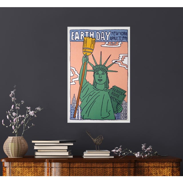 Seymour Chwast Earth Day 1990 New York City - Vintage Pop Art Poster by Seymour Chwast For Sale - Image 4 of 4