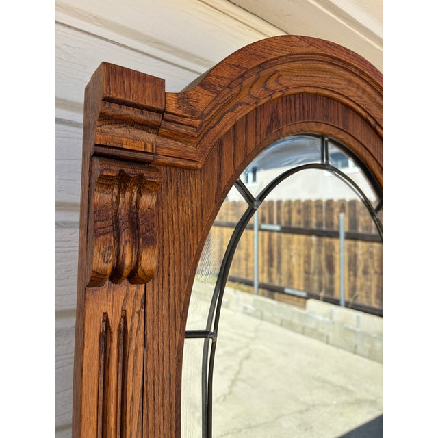 1980s Dixie Furniture Recollections Rustic Country French Solid Oak Chest With Oval Table Mirror For Sale - Image 10 of 12