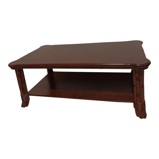 1980s Tommy Bahama Style Coffee Table Rectangular Dark Tone For Sale