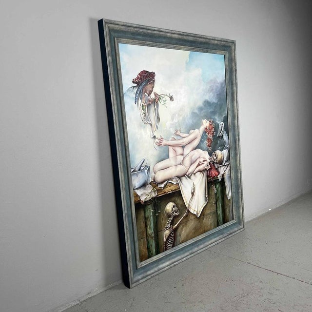 Joseph Laureys, Surrealist Scene, 1970s, Oil on Panel For Sale - Image 4 of 18