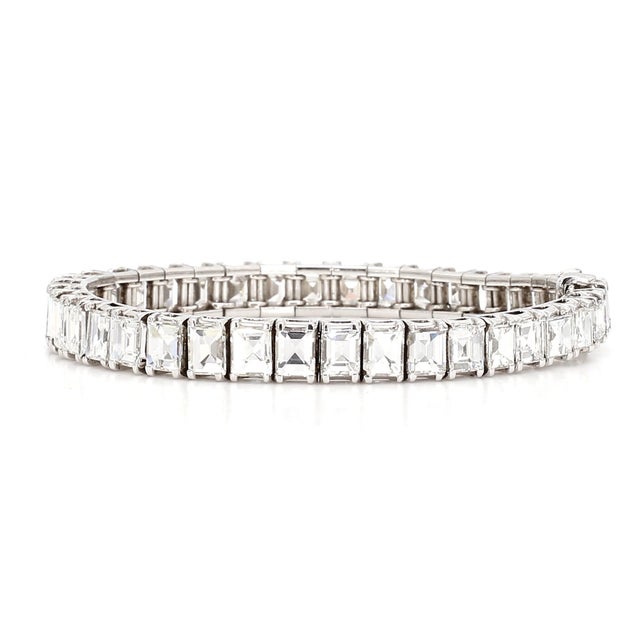 Metal 1920s 21.65 Carat Diamond and Platinum Bracelet For Sale - Image 7 of 10