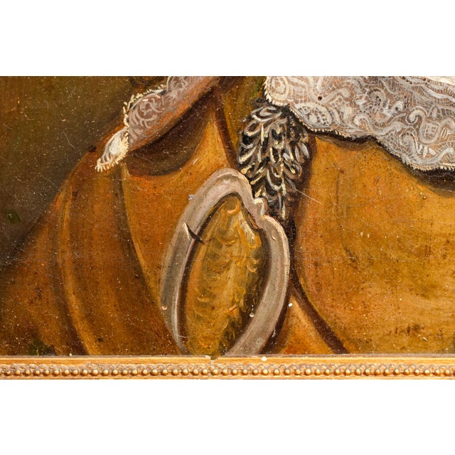 Gold Opulent English Portrait of 18th Century Man Antique Oil Painting in Ornate Gold Frame Home Wall Decor For Sale - Image 8 of 14