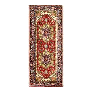 Pasargad DC Red Color Fine Hand Knotted Serapi Runner Rug For Sale