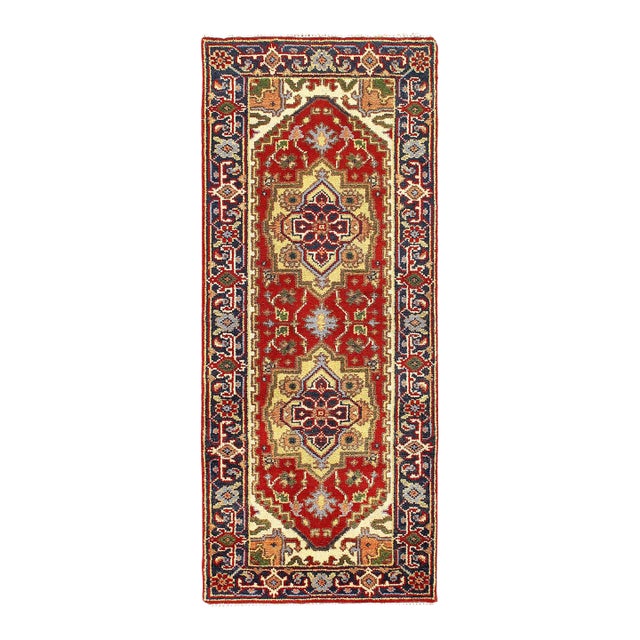 Pasargad DC Red Color Fine Hand Knotted Serapi Runner Rug For Sale