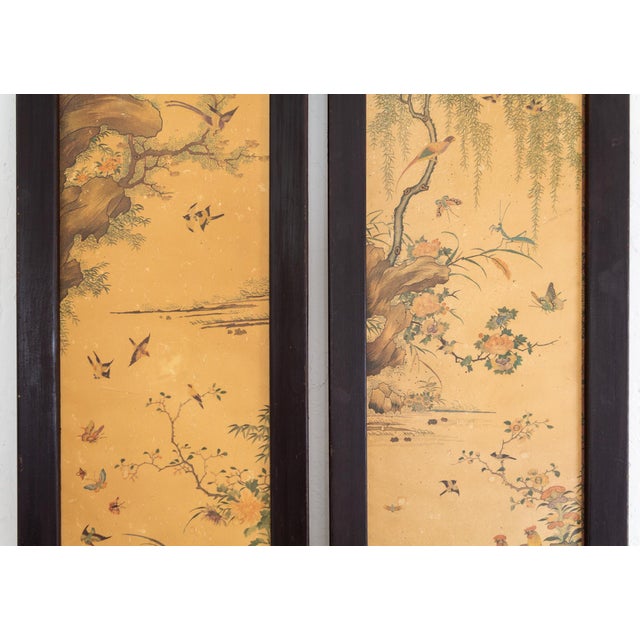 Pair of 1960s Chinoiserie Printed Panels on Wood With Asian Bird Motif For Sale - Image 6 of 14