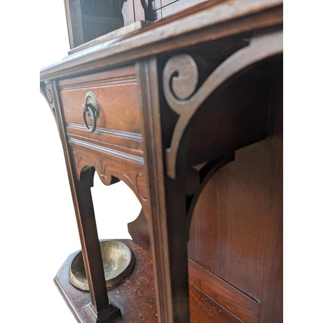 Late 19th-Century Victorian Eastlake Carved Walnut & Marble Hall Tree For Sale - Image 17 of 18