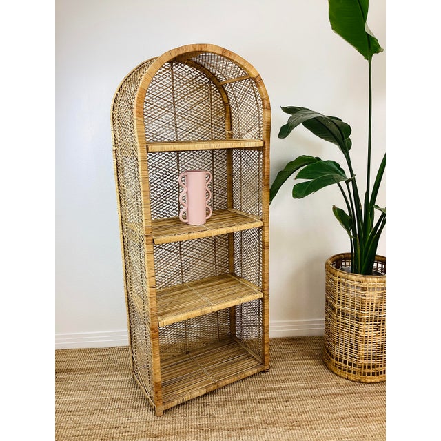 Vintage 1970s Rattan Wicker Boho Shelf For Sale - Image 4 of 11