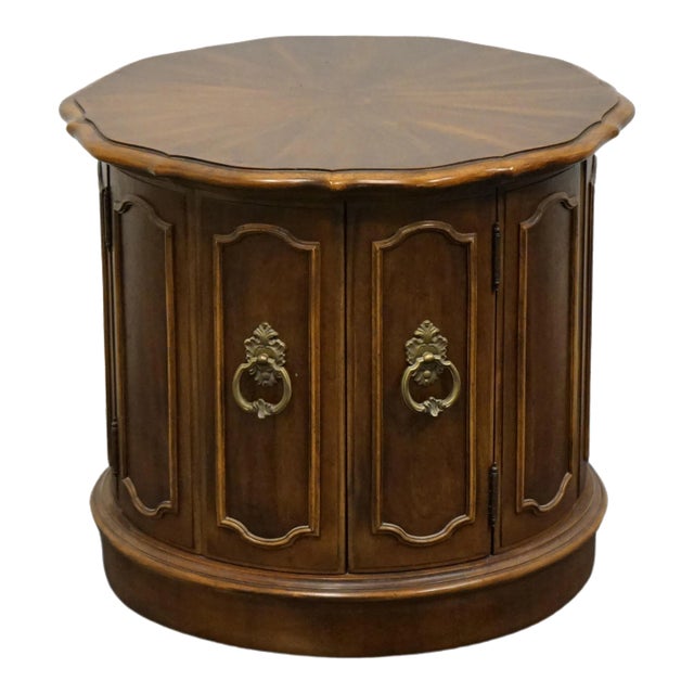 Thomasville Furniture Camille Collection Solid Cherry 26" Round Storage Drum Table 47-9031-310 For Sale