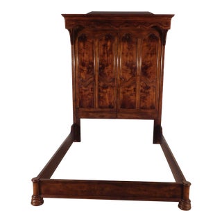 Henredon French Villandry Collection Queen Flame Walnut Half Tester Bed Bedframe For Sale
