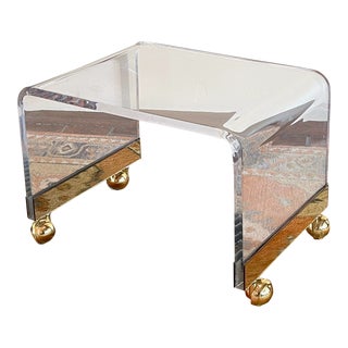 Mid 20th Century Vintage Lucite Side Table W Castors For Sale