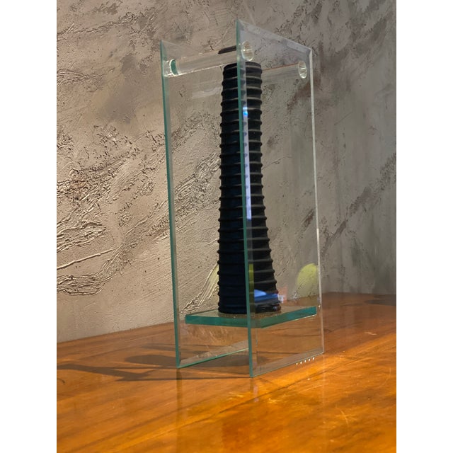 Postmodern Sculptural Glass Vase in Glass and Black Rubber, Italy, 1970s-1980s For Sale - Image 15 of 18