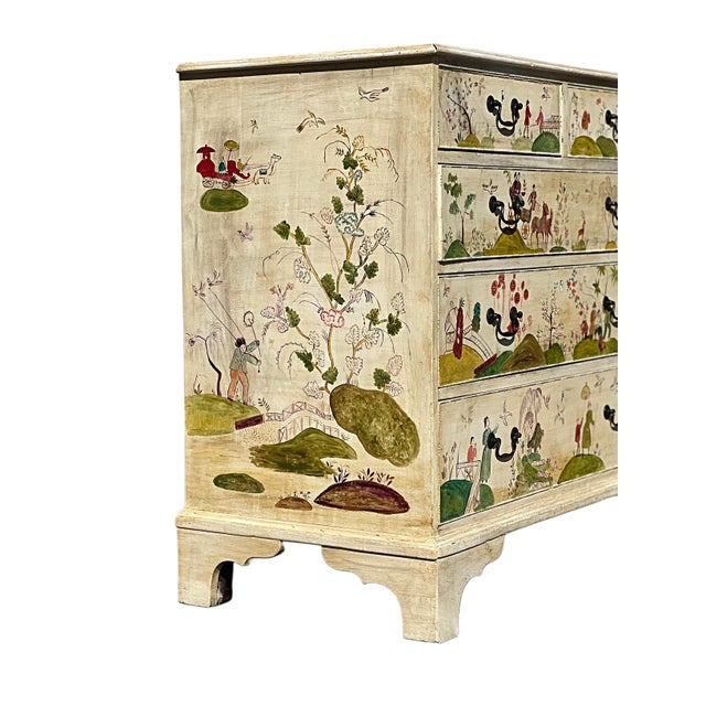 Wood Early 19th Century George Ill Painted Chinoiserie Chest For Sale - Image 7 of 17