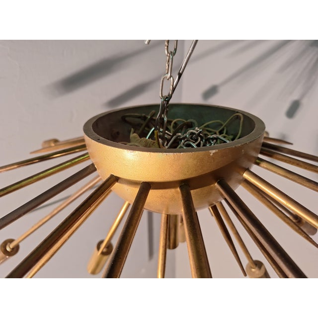 Goldenrod Sputnik Ceiling Light in Brass from Stilnovo, 1950s For Sale - Image 8 of 11