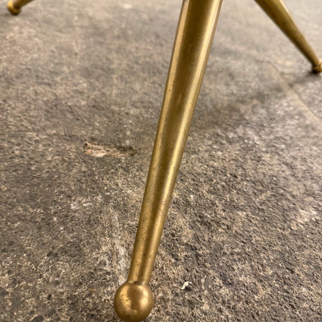 Italian Mid-Century Marble Top Coffee Table With Brass Tripod Base For Sale - Image 10 of 10