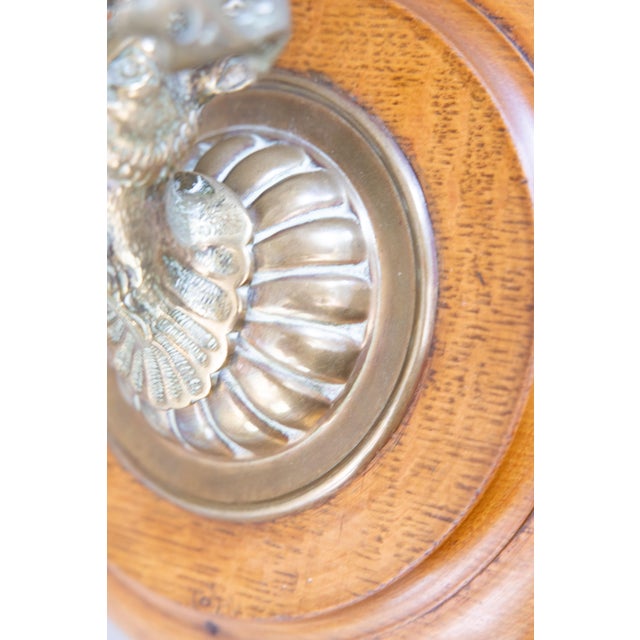 Antique English Brass Stag Elk Wall Mount on Oak Plaque For Sale - Image 4 of 7