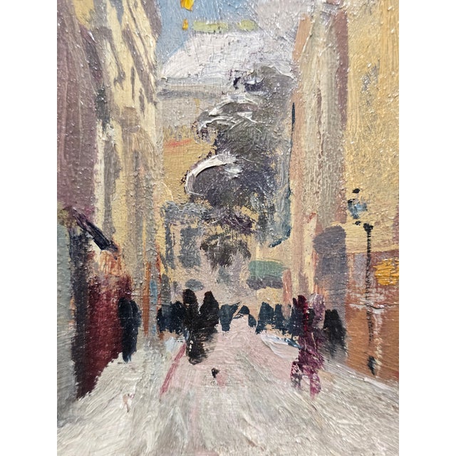 Wood Élie Anatole Pavil (1873–1944) –Snowy Day on a Parisian Street, C. 1920s–Oil Painting For Sale - Image 7 of 9