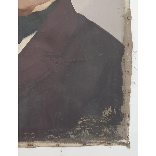 1970s Male Portrait Oil Painting, Ukrainian Art (80-60) For Sale - Image 6 of 6