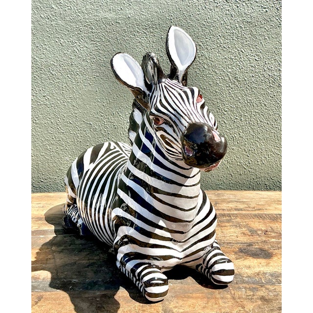 Vintage Italian Glazed Ceramic Zebra For Sale - Image 12 of 12